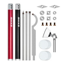 SIIIXS Carbide Tip Wood Lathe Turning Tool set With Bowl sander, Lathe Roughing and Finishing Hollowing Tool Interchangeable Aluminum Alloy Handle with 8pcs Carbide Inserts For Woodturning