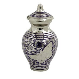 Small Keepsake Cremation Urn for Ashes, Funeral Memorial Miniature Token Urn (Purplish Blue Pitcher)