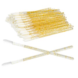 Vlasy Lip Brush, Lip Wands,Makeup Applicators 150PCs Lip Gloss Concealer Brushes Application Tool（Golden)