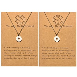 Suettpy 18K Gold Plated Compass Necklace for Women Dainty Pendant Necklace Going Away Travel 2023 Graduation Gifts for Friends Coworker (To my Best Friend)