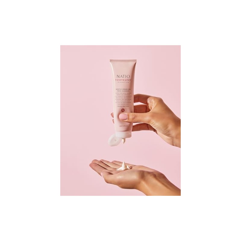Rosewater Gentle Cream-Gel Face Cleanser by Natio for Women -