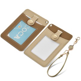 Commuter Passcase, IC Card, Pass Case, Genuine Leather, Women's, Double-sided, ID Card Holder, 2 Pieces, Cute, Fashionable, Business Card Holder, Snap Type, For Work or School, Convenient (Beige)