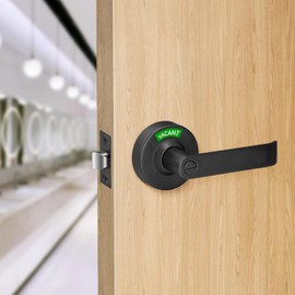Aglehome Bathroom Indicator Privacy Door Lock, Vacant Occupied Bathroom Lock, Large Vacant or in-Use Door Handle for All Women Men Restrooms, Ansi Grade 2 Commercial Grade, Black