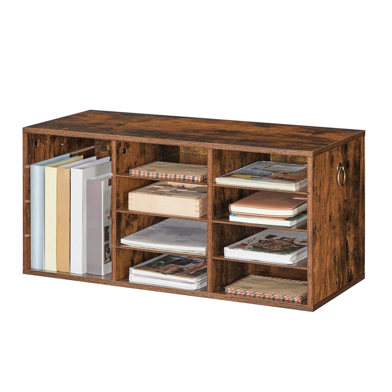 HOOBRO Countertop Mail Sorter Organizer, Wooden Literature Organizer, Student Mailbox