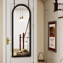 Door Mirrors, Over the Door Full Length Wall Mirror, 51"x 18" Full Length Mirror Door Hanging Back of Door Mirrors, Wood Frame Long Full Body Mirror for Bedroom Living Room Closet Locker Room Entryway