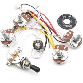 Swhmc Guitar LP 2V 2T 3 Way Toggle Switch Wiring Harness Kit Big 500K Pots Jack Les Pual Style Black Tip Cap Electric Guitar Replacement