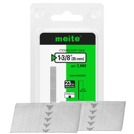 meite 23 Gauge Pin Nails, 1-3/8 Inch Micro Headless Pins- Galvanized 23GA Pins Nails for Nail Gun, Ideal for Fine Woodworking and Trim Work (2,000 Counts)