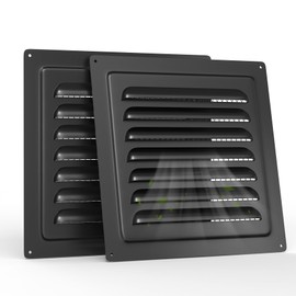Memrita 2 Pcs 10 x 10 Inch Attic Vent with Screen Mesh, Metal Shed Vents, Gable Vents for Boost Ventilation, Louver Vent Grille for Attic, Garage, Ceiling, Black