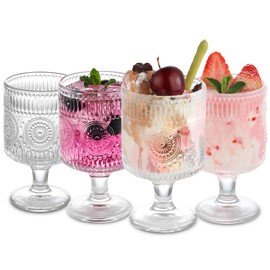 WHJY Cute Wine Glasses Set of 4, Cute Cocktail Glasses, 8 oz Vintage Glasses, Short Stem Wine Glasses - Sun flowers