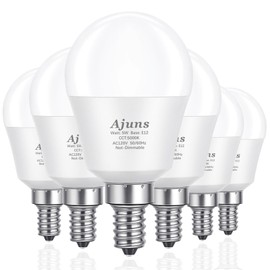 Ajuns E12 LED Bulb, Daylight 5000K, 120V 40 Watt Equivalent Ceiling Fan Light Bulbs,E12 Small Base A15 LED Light Bulbs,450 Lumen CRI 85+ Eye Protection, Non-Dimmable 6Packs