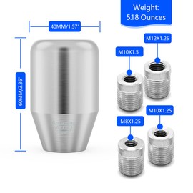 Amazing AUTO (Silver) Weighted Manual Automatic Gear Shifter Shift Knobs Lever with 4 Adapters Fit Compatible with Manual Cars Most Automatic Cars