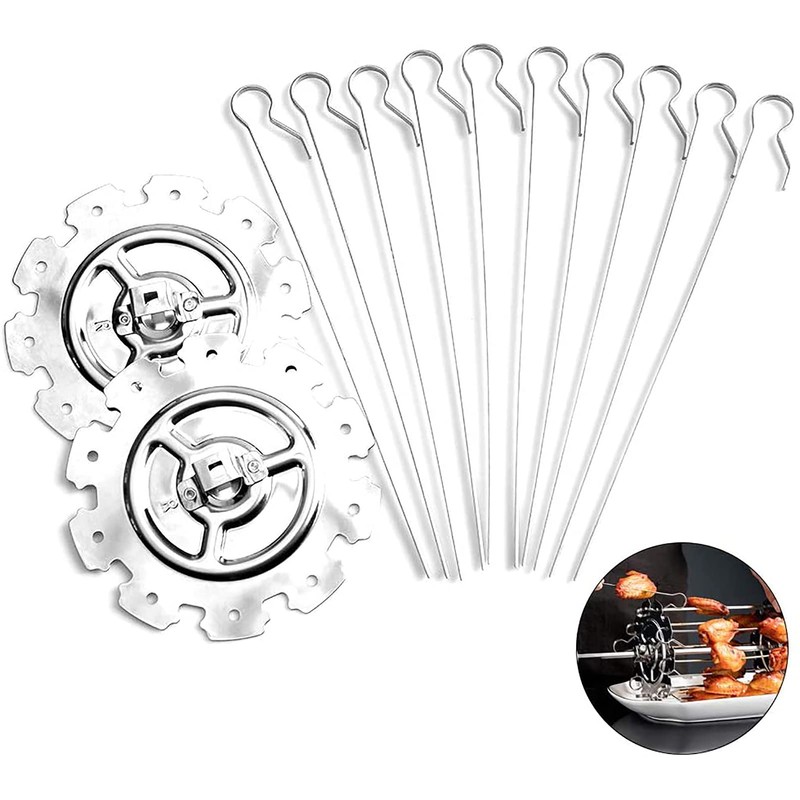 BuyWeek BBQ Grill Rotisserie Skewers, Stainless Steel Barbecue Skewers BBQ