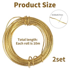 SHYSBV Picture Hanging Wire 32.5 Feet(10m) 2 Rolls Universal Brass Picture Wire Heavy Duty-Duty Brass - Flexible & Durable Hanging for Art, Photos, and Frames Artwork Up to 30 lbs