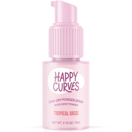 HAPPY CURVES Comfort Powder: Talc Free Anti Chafe Body & Foot Dusting Powder Deodorant to Control Inner Thigh Chafing, and Private Areas (2.75 Ounce (Pack of 1), Tropical Oasis)