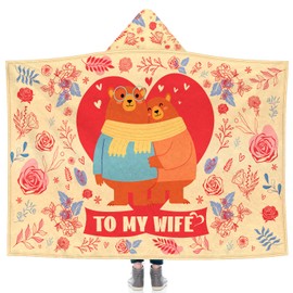 CHEOKINGBA Gifts for Wife Wearable Blanket Hoodie, Birthday Gift for Wife from Husband, Wedding Anniversary for Wife Women, Best Wife Presents, Romantic Gifts for Her Hooded Blanket, 71"x47" Yellow