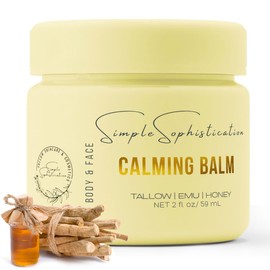 Simple Sophistication Tallow | Emu | Honey Balms Gentle, Natural with Ashwagandha, Rosehip, Intense Nutrition for Healthy, Clear, Calm, Younger Face and Skin - Calming Balm - Made In USA