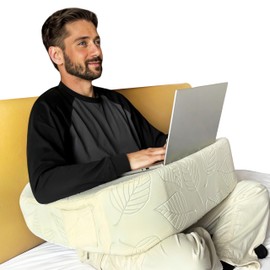 XYRONICA Large Armrest Support Pillow for Gaming, Crochet Pillow Arm Support, Lap Desk Pillow for Laptop, High Density Soft Sponge for Reading and Working (Beige)