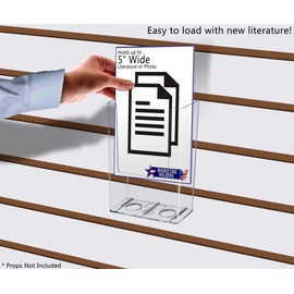 Marketing Holders Brochure Holder Slatwall Mount Pamphlet for 5"W Literature Trifold Display Rack Printed Literature Advertising Doctors Offices Retail Stores Big Box Stores