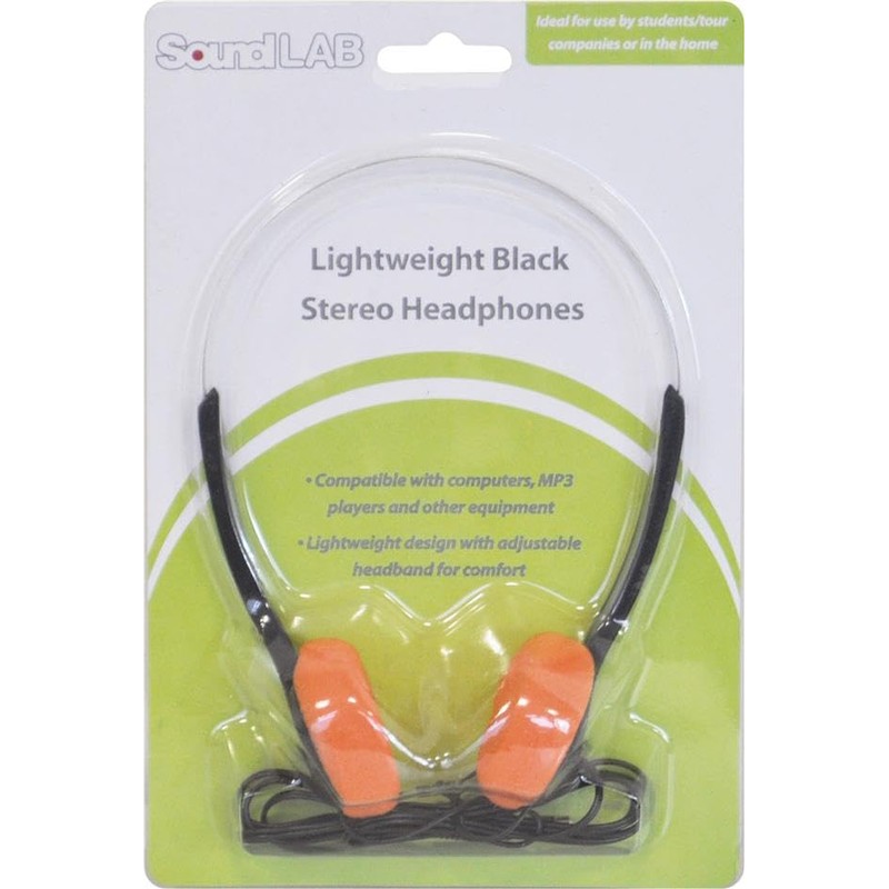SoundLab Lightweight School Office Stereo Headphones - Orange