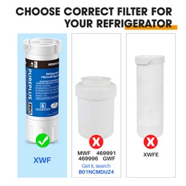 PUREPLUS XWF Replacement (NOT XWFE) for GE WR17X30702, GBE21, GDE21, GDE25, GFE24, GFE26, GNE21, GNE25, GNE27, GWE19, GYE18, CFE26 French Door & Side by Side Refrigerator Water Filter, 2Pack