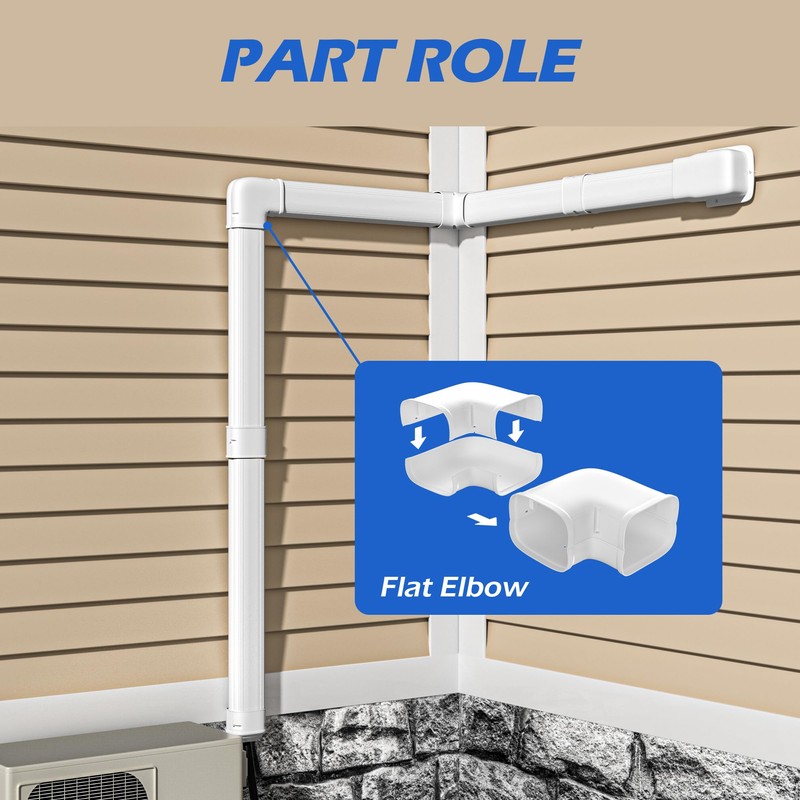 TAKTOPEAK 3" Width 90° Flat Elbow, Level Bend, Mini Split