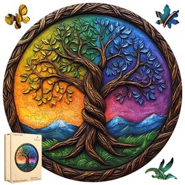 Wooden Puzzles for Adults,200 Pieces Tree of Life Wood Puzzles,Extra Thick 5MM,Unique Shape Liberty Jigsaw Puzzles,Family Game Birthday Gifts for Adults and Kids,11.2x11.2Inches