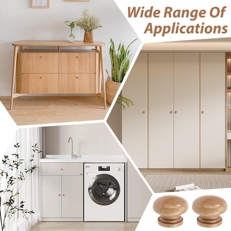 MengH-SHOP Wooden Furniture Knobs, Drawer Knobs, Wooden Knobs, Round Cabinet