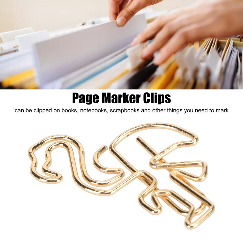 100pcs Flamingo Paper Clip Cute Animal Shape File Note Page