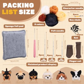Yitexin 6 Pieces Dogs Needle Felting Kit, Wool Felting with Instructions, Pad, Keychain, Eyes, Scissors, DIY Needle Starter Kit for Beginners Adults Gifts Home (6 Pcs Dog)