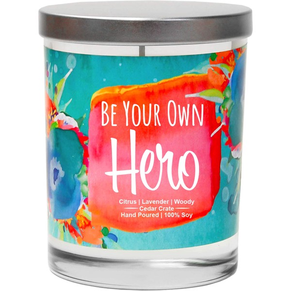 Be Your Own Hero, Citrus, Lavender, Woody, All Natural Luxury Scented 10oz Soy Wax Jar Candle