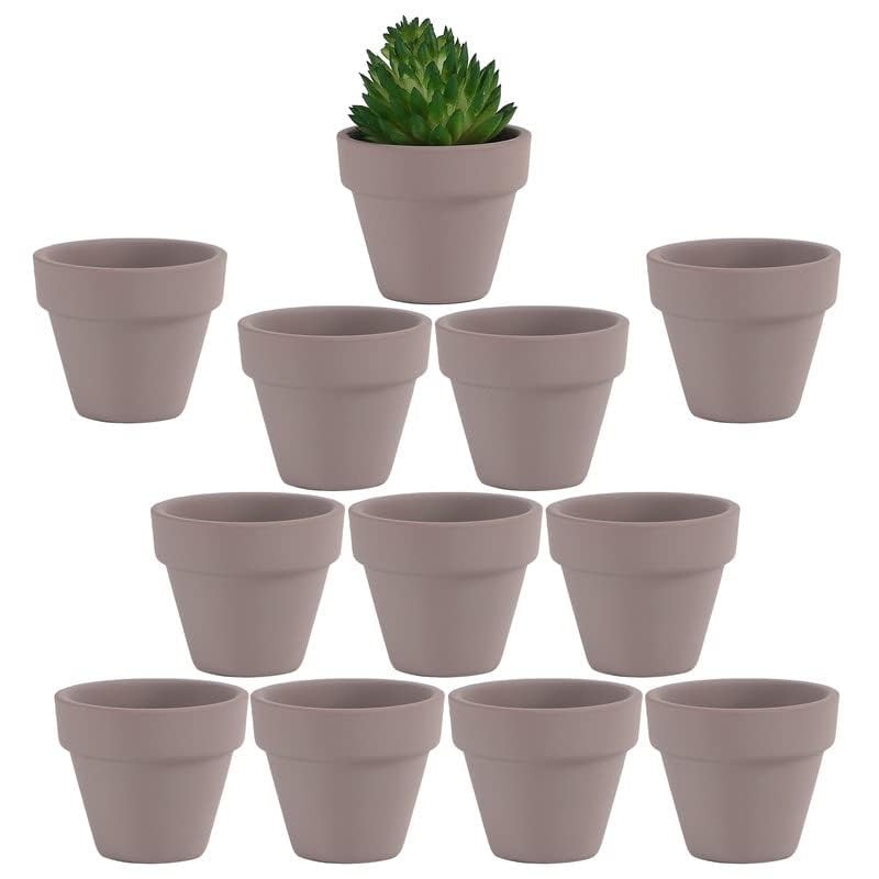 Yishang 1.9 Inch Tiny White Terracotta Pots Pack of 12-Small