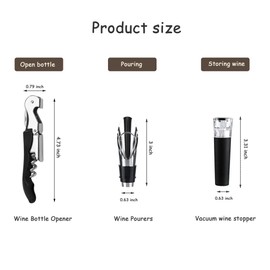 Professional 3 in 1 Wine Preservation Kit with Sommelier Corkscrew Leakproof Pourer Vacuum Stopper Airtight Seal Home Bar Accessories