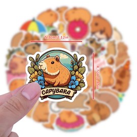 Capybara Water Bottle Stickers,60 PCS Cute Stickers Pack for Laptop Phone Skateboard Bicycle Suitcase Luggage Car Guitar,Waterproof Aesthetic Vinyl Stickers for Kids Teens