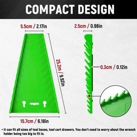 ALOANES 24-Slot Magnetic Wrench Organizer, Wrench Organizer Tray for Tool Box&Wall Mounted, Wrench Holder Fit SAE & Metric Wrench Storage, 2 Pack(Green&Black)