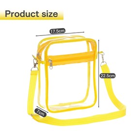 Yphzmtz Transparent Crossbody Shoulder Bag, Statium Tested Carry Bag with Removable Adjustable Strap, Clear Waterproof Bag for Work, Sports, Games, Travel, Concerts, yellow