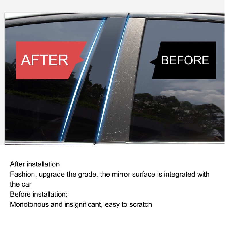 Side Pillar Post Trim 4D Style Glossy Black Replacement for