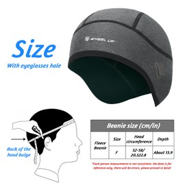 Winter Cycling Skull Cap Beanie Unisex, Cycling Cap Under Helmet with Glasses Hole Windproof Thermal Helmet Base Hat Winter Warm Bike Cap for Skiing, Running, Riding (UK, Alpha, One Size, Grey)