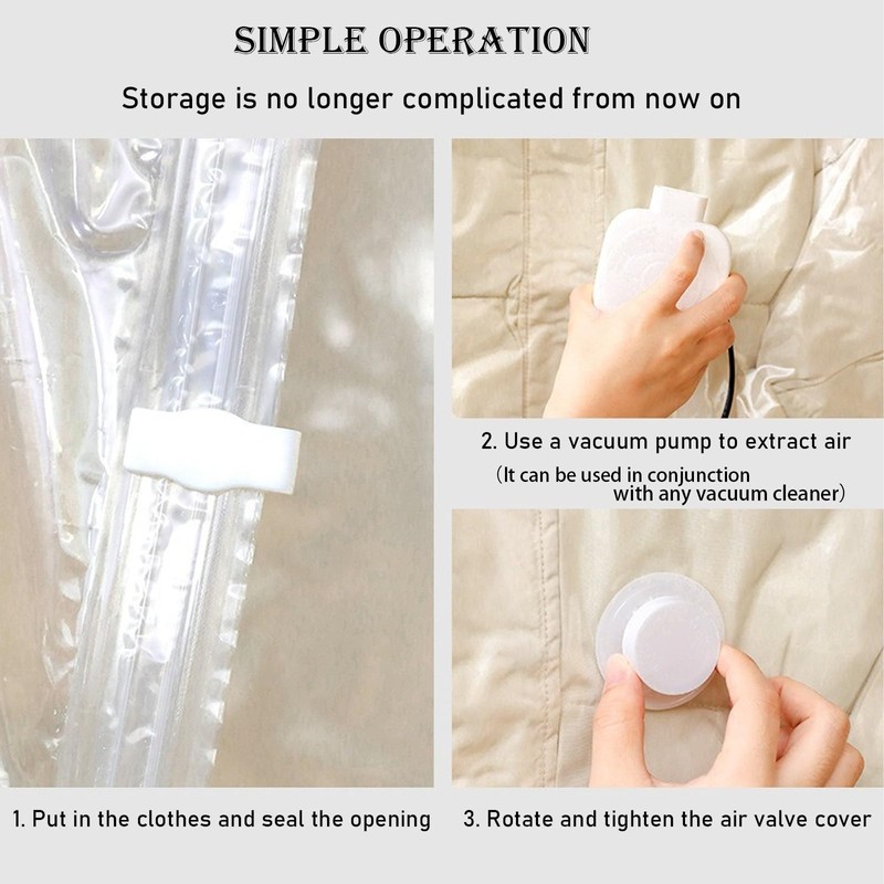 5Pcs Hanging Vacuum Storage Bags - Space Saver Compression Bags