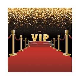 YongFoto 2.5 x 2.5 m Vinyl Photo Background Golden Bokeh Glitter Dots Background of VIP Stage Stairs Red Carpet Photography Canvas Background Party Decoration Photo Studio Backgrounds Photo