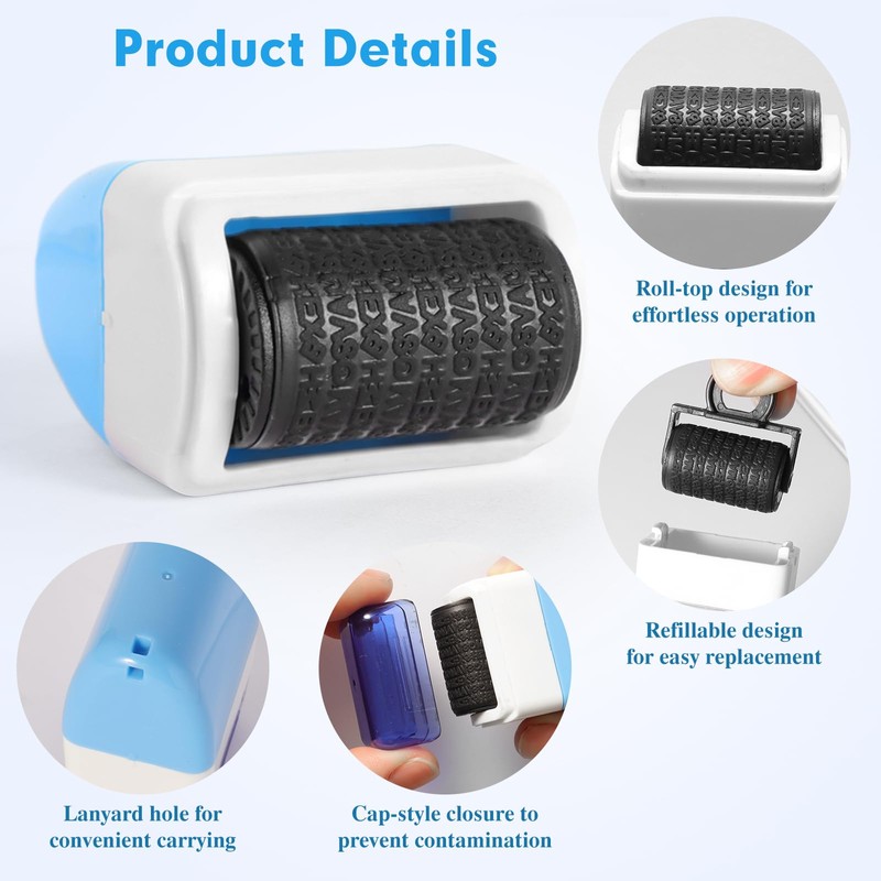 2 Pack Identity Theft Protection Roller Stamp, Stamps for Mailing
