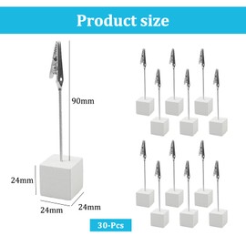 MIPIACE Pack of 30 Photo Holders with Clips Memo Clip Holder Wooden Base Memo Holder Photo Stand Note Holder Photo Holder with Clip for Pictures Card Seat Card Memorandum Wedding Office Home