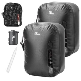 POIXM Vacuum Bags for Travel with Wireless Pump, 180° Open Zipper, IP67 Waterproof, Reusable Space Saver Compression Bags for Backpack, Suitcase, Home Storage(2 Pack + Pump)