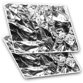 Rectangle Stickers (Set of 2) 10cm - Silver Aluminium Foil Fun Decals for Laptops,Tablets,Luggage,Scrap Booking,Fridges, #2061