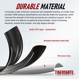 TIGERSGATE 12" Ape Hanger Touring Front Brake Line Extended Hydraulic Hose Black Vinyl Steel Braided for 1997-2013 Electra Glide/Street Glide/Road Glide/Road King Non-ABS Models