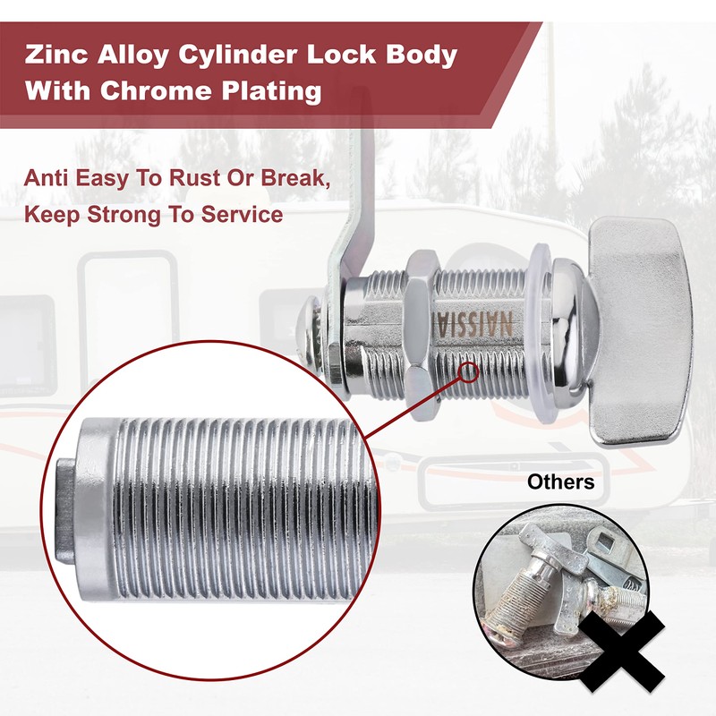 Naissian 7/8 Inch Thumb Lock,RV Compartment Latch,Shower Door Lock Latch
