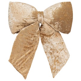 KI Store Champagne Extra Large Plush Velvet Bows 42cm Christmas Bow Tree Topper for Christmas Tree Decoration Door Window Decor