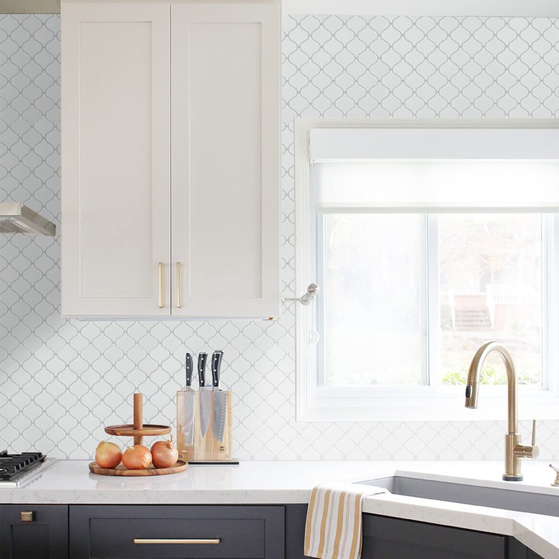 STICKGOO Arabesque Tile Peel and Stick Backsplash, 12”X12” Backsplash Tile