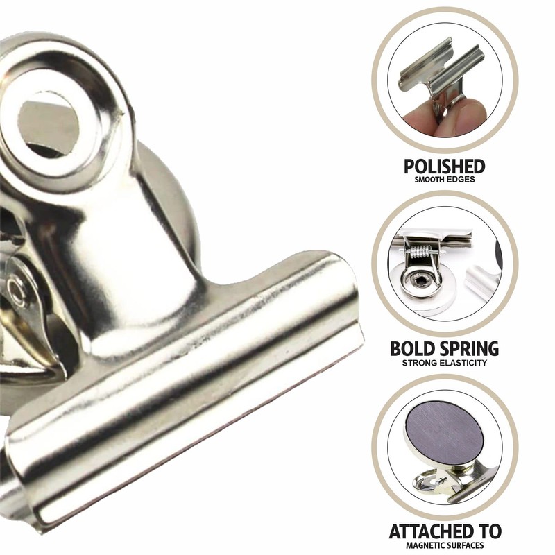 Magnetic Bulldog Clips Stainless Steel Binder Hook Clips Scratch Free