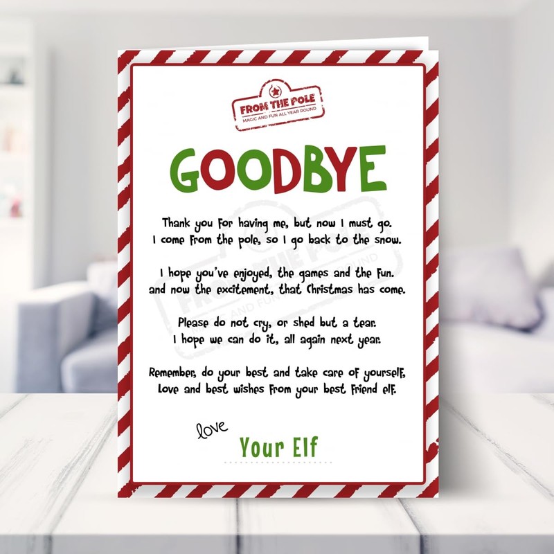 Elf Goodbye Card for Kids - Funny Elf Leaving Letter