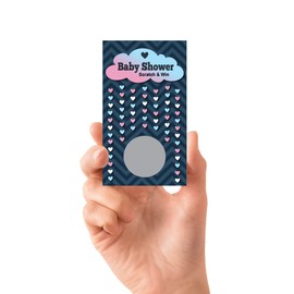 Raining Hearts Baby Shower Scratch Off Cards